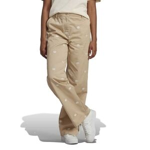 adidas Beige Straight-Leg Pants with White Trefoil Embroidery